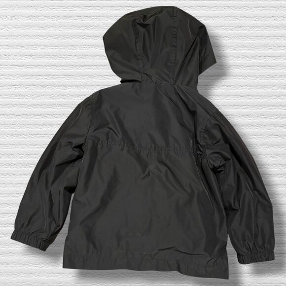 CAT Caterpillar Black Hooded Windbreaker Jacket 24M Yellow Zip Outdoor Coat - Picture 7 of 7